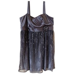 Vintage Y2K Dressbarn Plus Size 20W Pewter Grey Silver Glitter New Years Dress